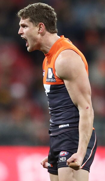 SLIDER-RD15REPORT.jpg Jacob Hopper celebrates a goal during the GIANTS' win over Hawthorn. - GWS Giants,AFL,Spotless Stadium,Hawthorn,Hawthorn Hawks,Jonathon Patton,Rory Lobb